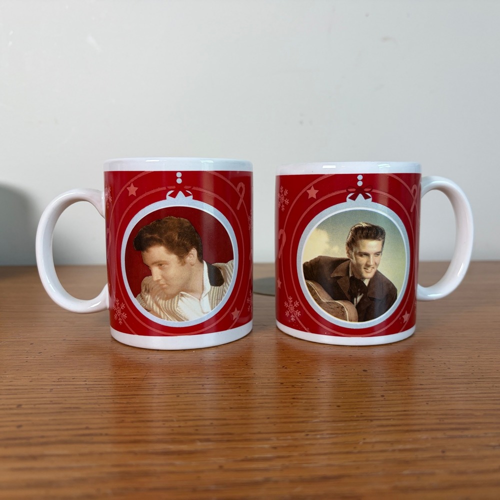 Elvis Presley Christmas Coffee Mug Set of 2 Megatoys Signature Product Red